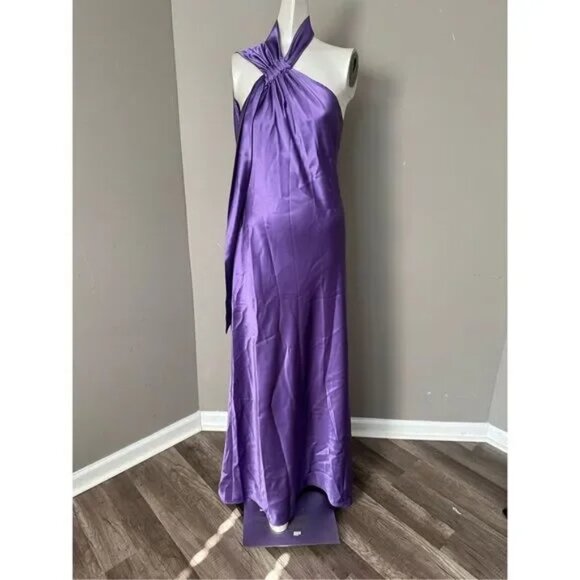 Galvan Ushuaia Satin Tieneck Gown